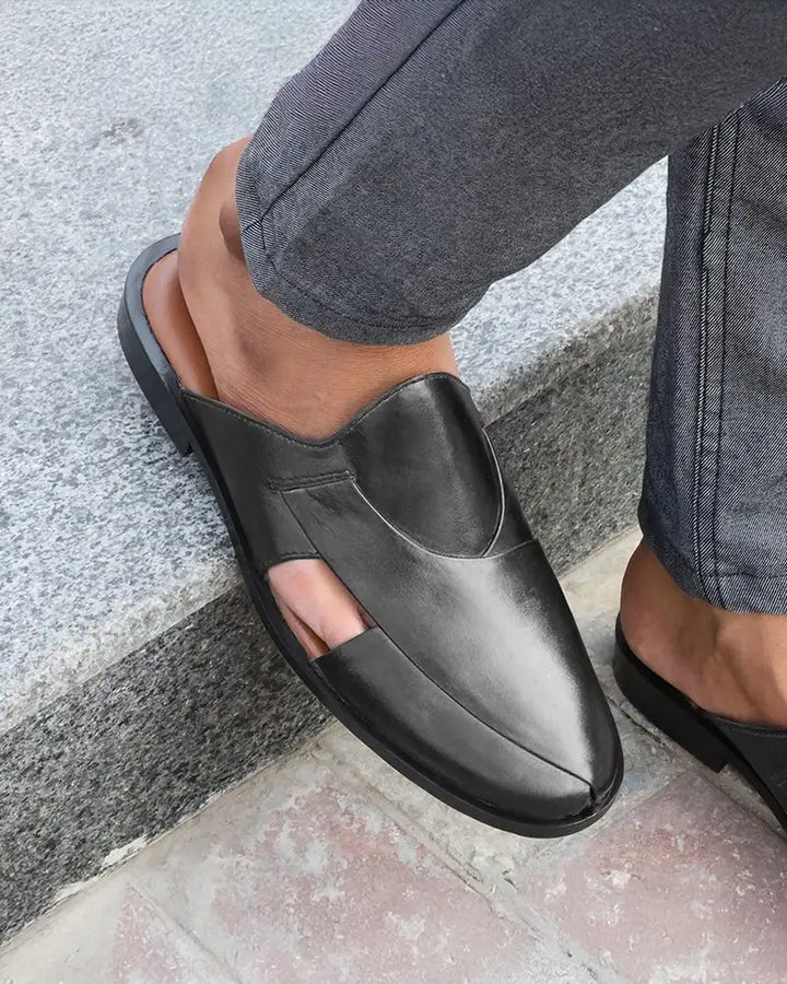 CAVAN LEATHER SLIP MULES