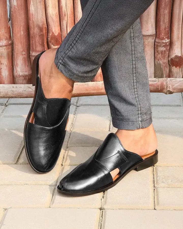 CAVAN LEATHER SLIP MULES